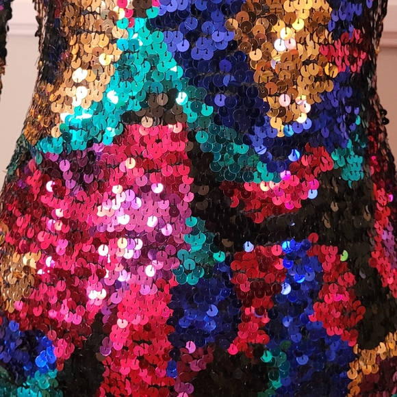 Vintage 1980s black tie sequined dress size 8 - Picture 3 of 4